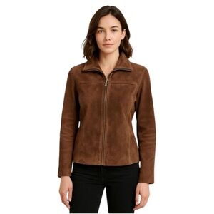 Boston Harbour Brown Suede Zip-Front Women's Jacket